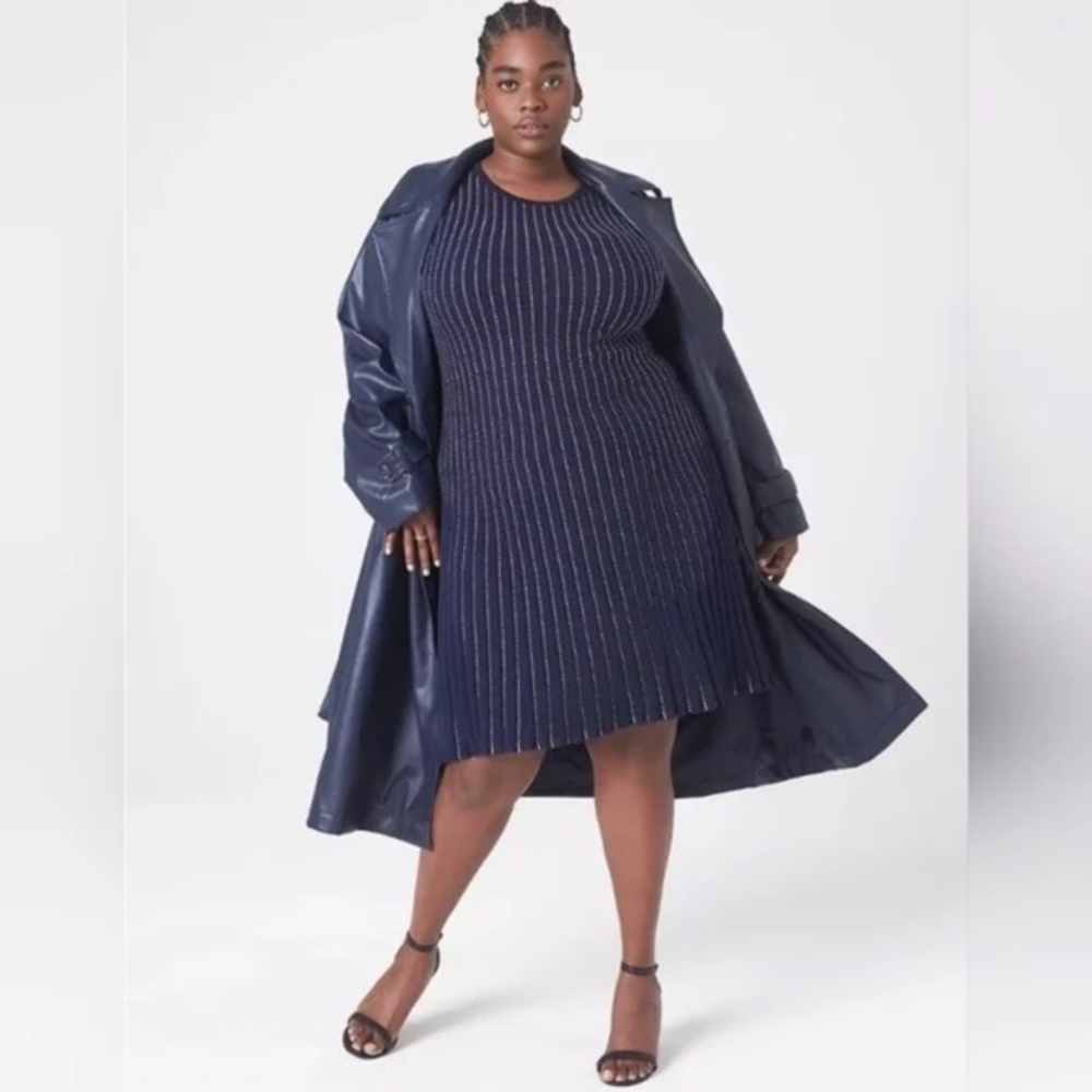 👗NWT🤩 |•LANE BRYANT•| Broken Stripe Comfort Fit Accordion Knit Dress Size…